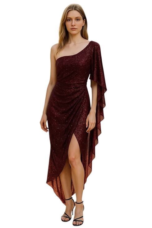 Mac Duggal Dresses & Skirts - MAC DUGGAL Dress Size XS Evening Gown Sequin Burgundy Red NEW One Shoulder